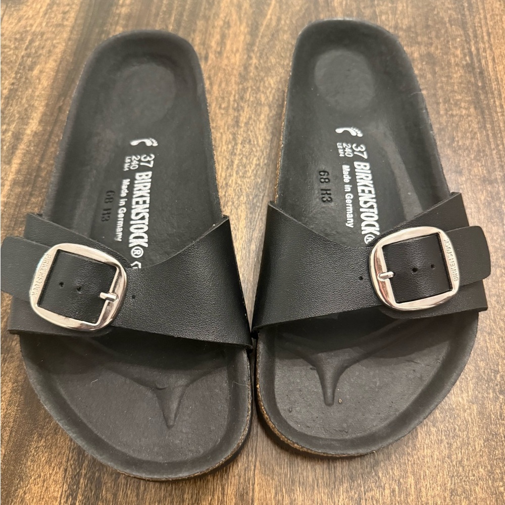 Birkenstock Black Sandals with Silver Buckle